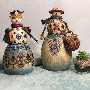 Jim Shore set of 2 Snowman & Snow-woman